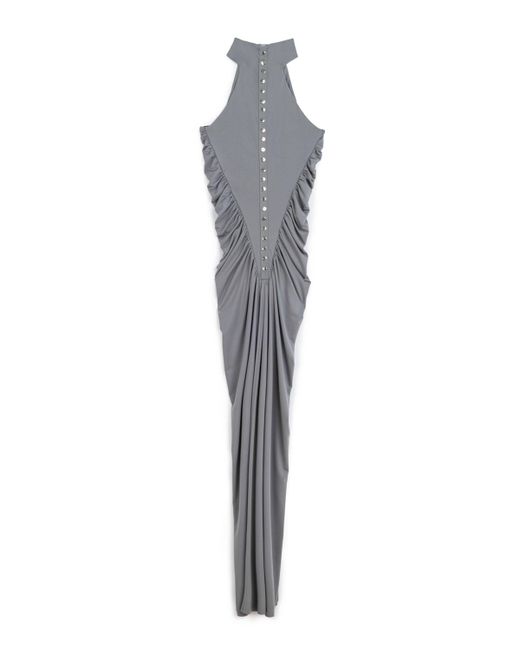 Nocturne Gray Neutrals Mink Halter Neck Draped Maxi Dress