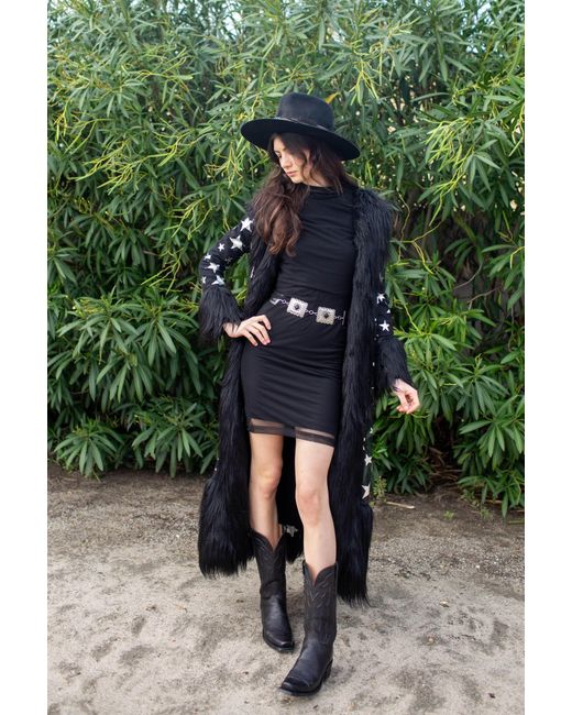 Jennafer Grace Black Penny Deluxe Starina Faux Fur Coat