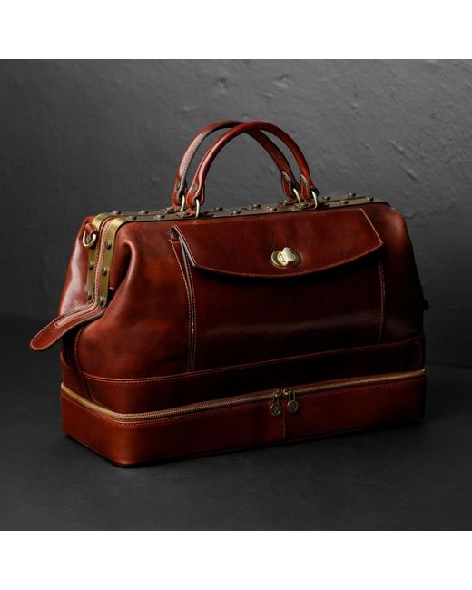 Time Resistance Red Leather Doctor Bag, Medical Bag, Leather Handbag