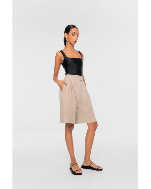 Dāl the Label Neutrals Linen Wide Suit Shorts Natural