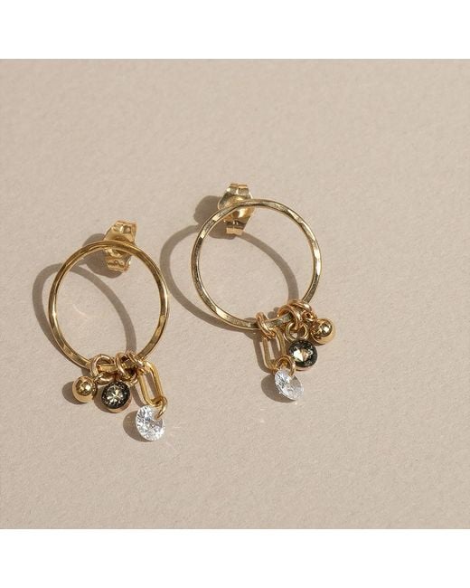 Kate Koel Metallic Charm Hoop Stud Earrings