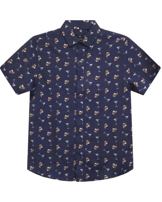 Vustra Blue Neutrals On The Rocks Button-Down Linen Shirt for men