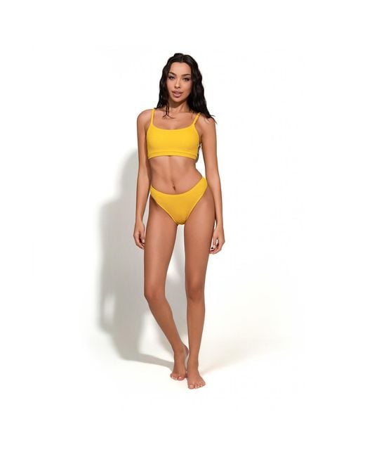Maison Tangerine Yellow Ibiza Lemon Textured Bikini