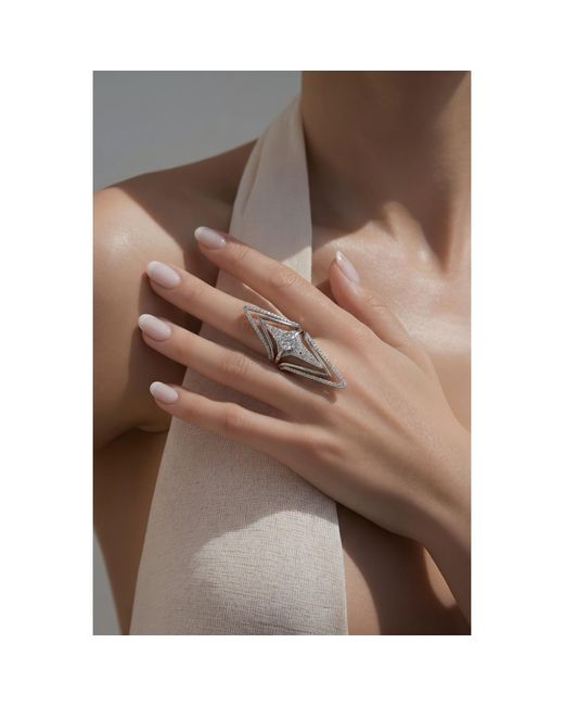 Najiba White Trinova Three Piece Ring Set