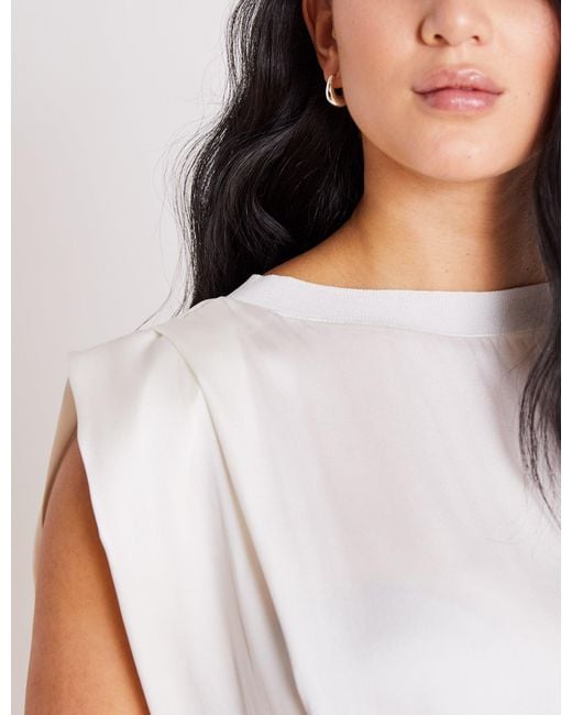 The Summer Edit White Dani Sandwashed Silk T-Shirt