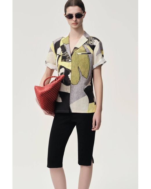 FRONT ROW SHOP Gray Fleur Relax Shirt