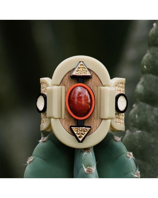 Gissa Bicalho Metallic Handmade Acrylic Bracelet Ita Cream