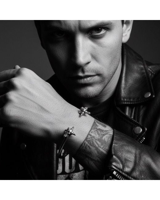 Tg-Jewellery by Tamara Gervasio Metallic Punk Skull Rigid Bangle – Recycle Sterling One Of A Kind for men