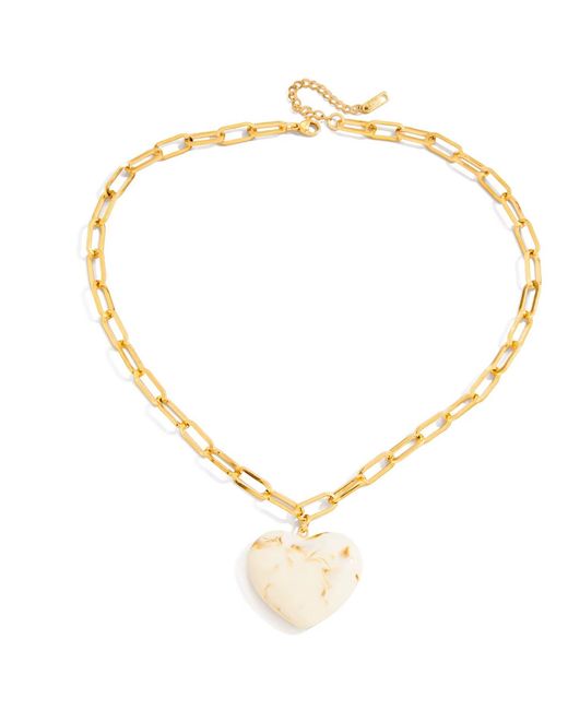 Olivia Le Metallic Livy Paper Clip Heart Ivory Necklace