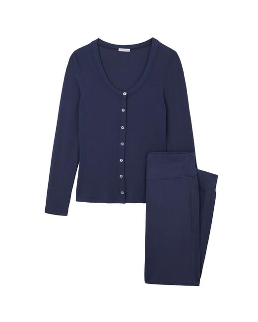 Mamu Dream Blue Ribbed Soft Modal Cardigan & Cuffed Leggings Set