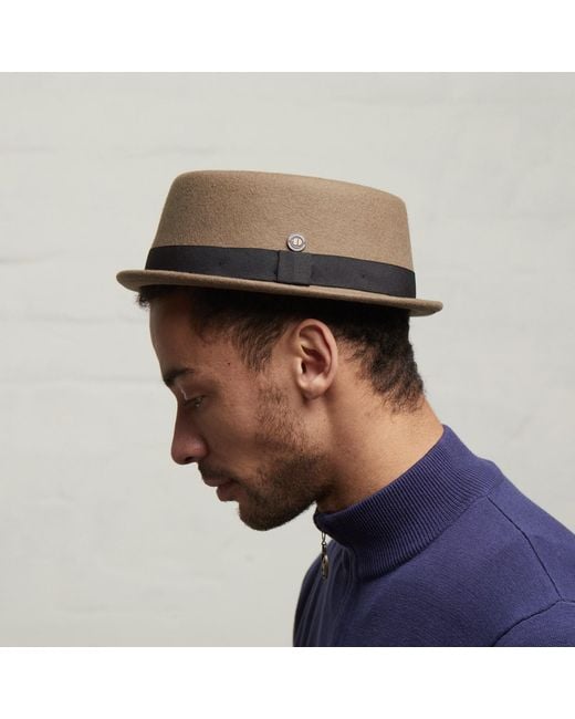 Dasmarca Hats Brown Neutrals Jack Khaki Felt Skimpy Brim Short Brim Rude Boy Mod Style Porkpie Hat for men