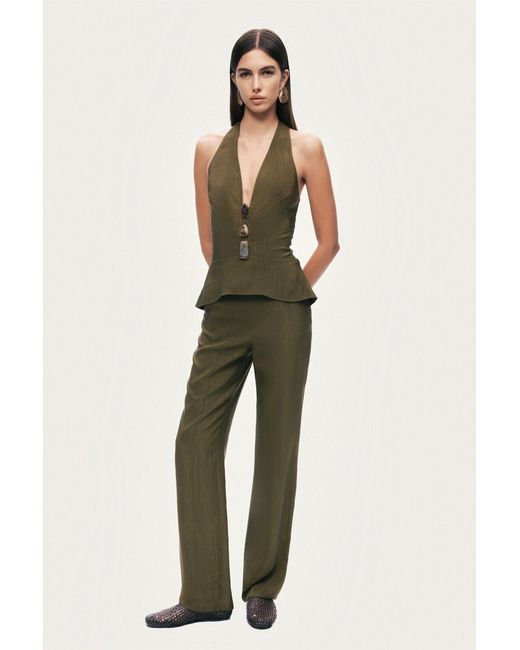 Nocturne Green Neutrals Straight-Leg Tailored Pants