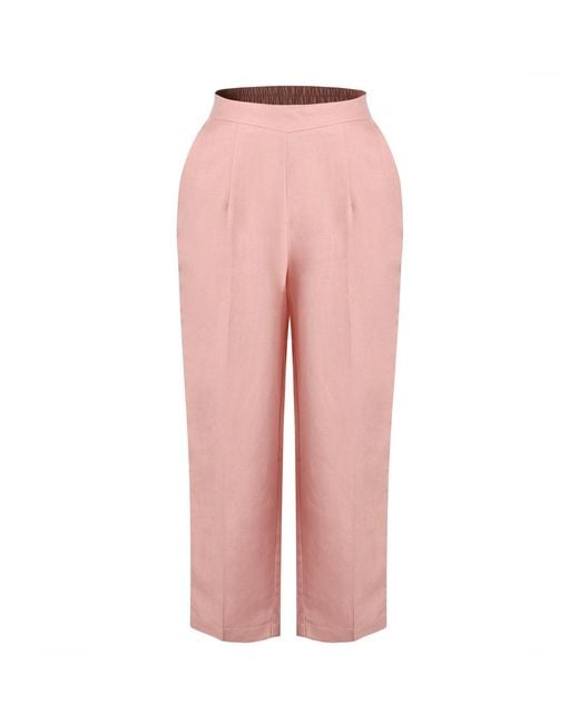 Smart and Joy Pink Straight Linen Pants