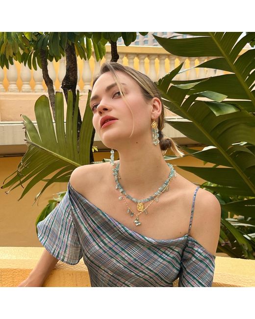 Farra Blue Irregular Aquamarine Pendant Necklace