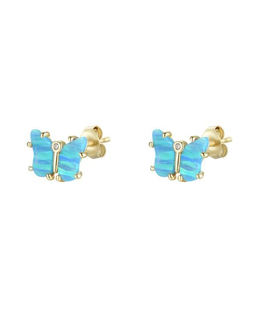 KAMARIA Metallic Opal Butterfly Stud Earrings