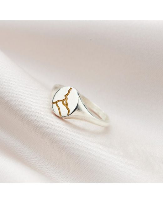 Posh Totty Designs Metallic Sterling Silver Oval Kintsugi Signet Ring