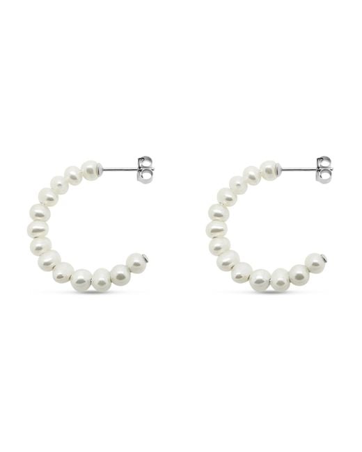 Clemence Wren Metallic Freshwater Pearl Large Hoop Earrings