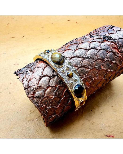Farra Metallic Tiger-Eye Stone Setting Bangle