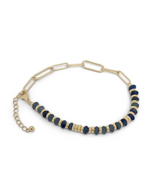 Clemence Wren Metallic Jade Stone Paperclip Bracelet