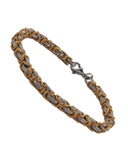 Ebru Jewelry Brown Two Color Design Bold Chain Bracelet for men
