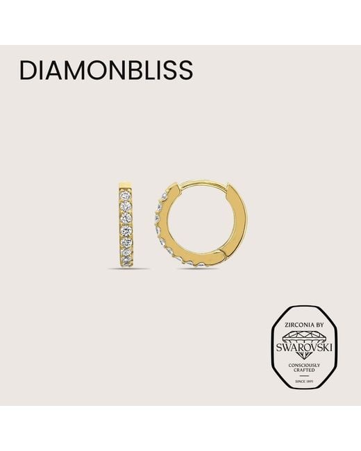 Diamonbliss Metallic Huggies Earrings With Swarovski, Half Carat, Plated