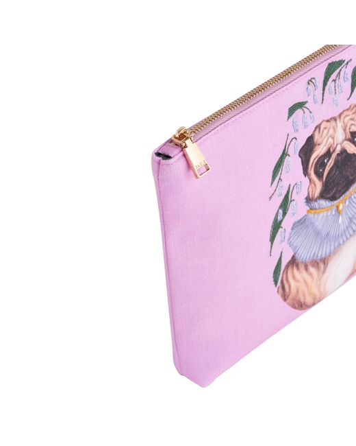 Fable England Fable Catherine Rowe Pet Portraits Pug Pink Cotton Pouch