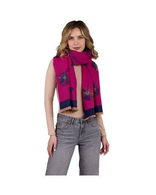Saachi Purple Floral Daisy Reversible Scarf