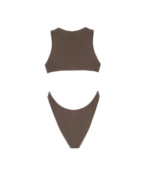 No'design Brown Back Cut-Out Khaki Bodysuit