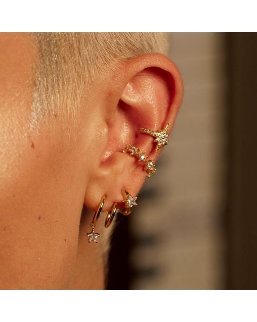 Scream Pretty Metallic Illusion Hoop Earrings With Sparkling Star Drop