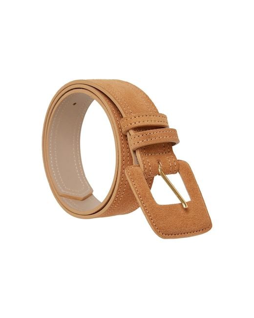BeltBe Brown Suede Rectangle Buckle Belt