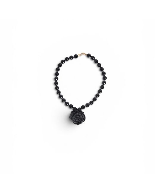 A'miss Black Midnight Rose Necklace