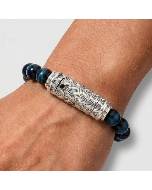Daneila Léon Blue Persian Shield Bracelet — Tiger Eye & Natural Diamond Clasp for men