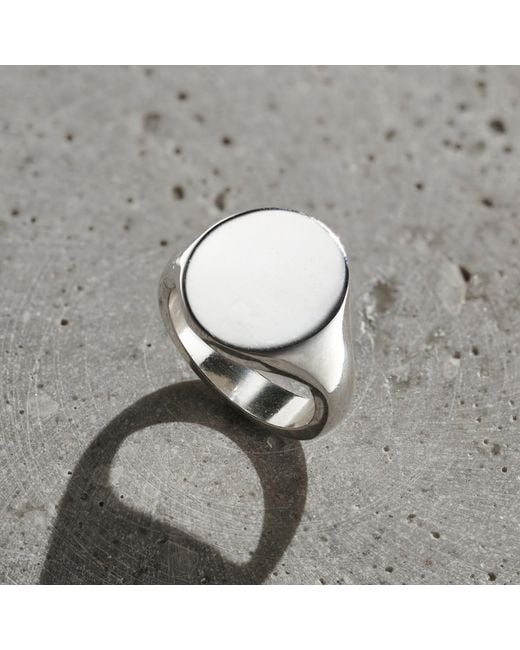 Posh Totty Designs Gray Sterling Silver Men's Oval Signet Ring for men