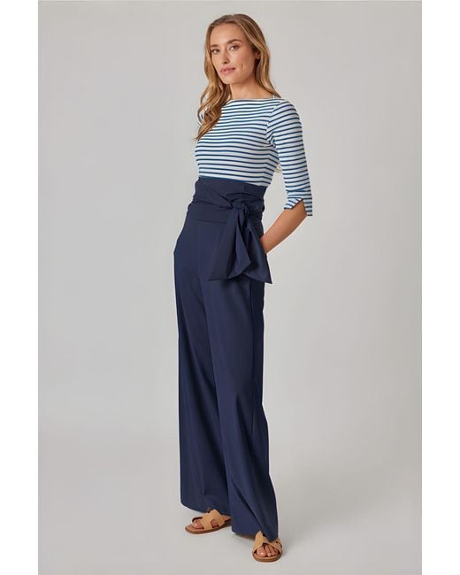 Marianna Déri Blue Wide-Leg Trousers With Tie Belt
