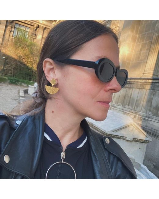 Morning Blue. Yellow Two Shape Earrings