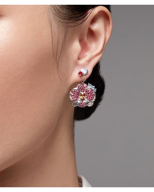 Onia Metallic Ruby Heart Studs