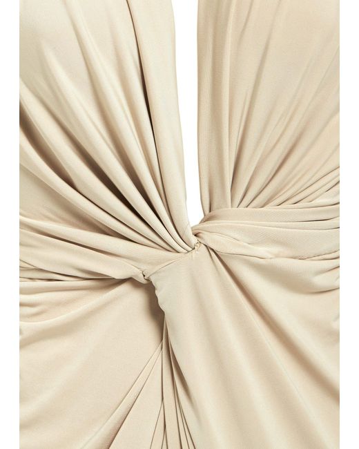 Sarvin Natural Neutrals Low Cut Dress Plunging Neckline