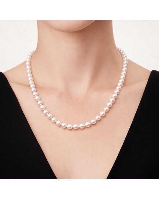 Unaloe Metallic Sterling Freshwater Pearl Necklace For – Natural Pearl Choker, Bridal Wedding Jewelry, Elegant Gift For Her