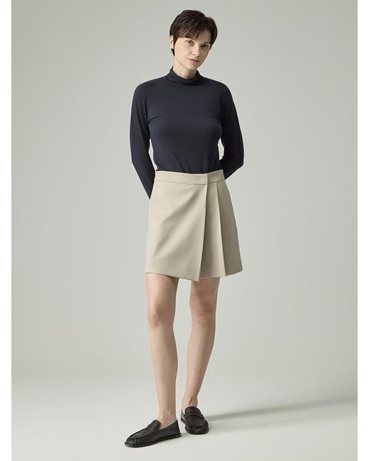 Elune Mode Gray Neutrals Wrap Pleat Skort _ Soft Sand