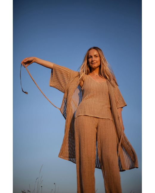 SALANIDA Natural Sole Linen Beach Pants Caramel