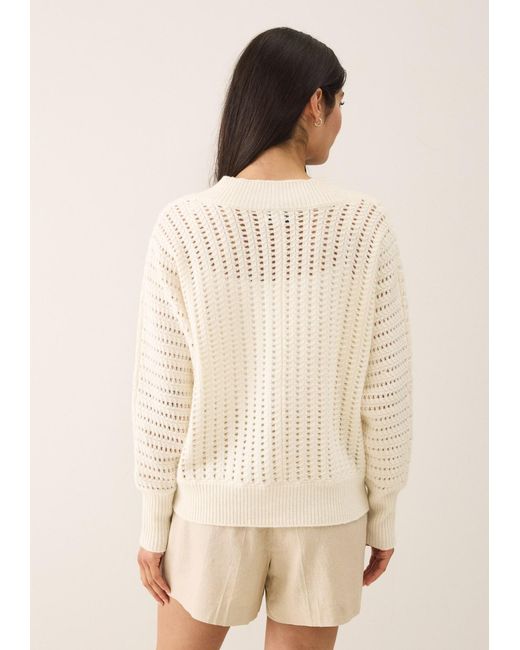 Loop Cashmere White Pointelle Sweater