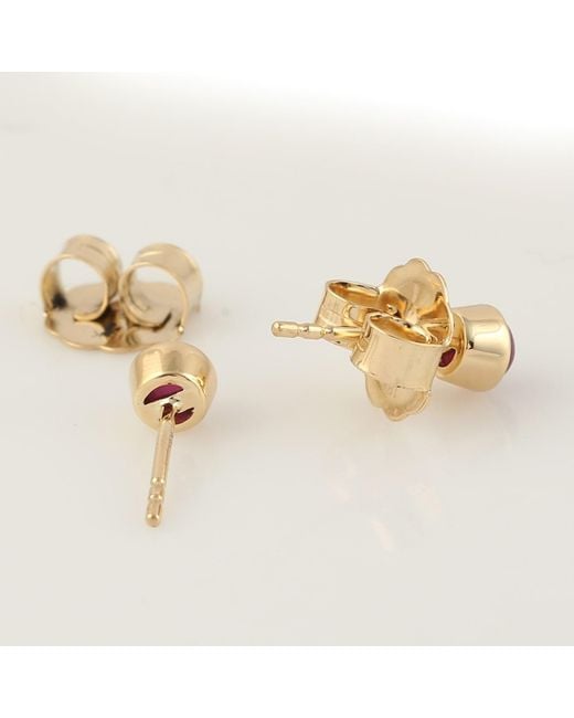 Artisan Pink Cabochon Ruby Stud Earrings