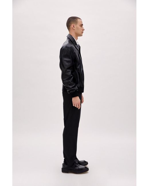Pcfg Black Bomber Leather Jacket for men