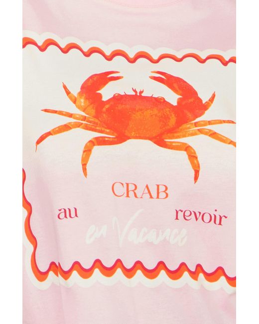 Yumi' Pink Crab Vacation Print T Shirt