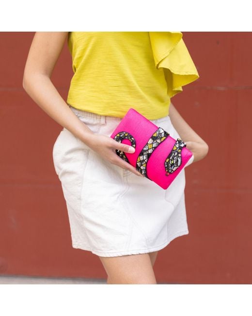 Simitri Pink Kaa Clutch