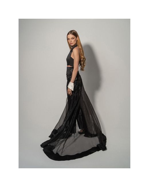 Tia Dorraine Black Hypnotic Glow Sheer Organza Overskirt