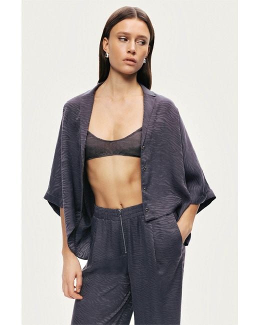 Nocturne Blue Relaxed Short-Sleeve Textured Shirt