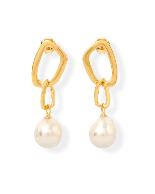 Pearls of the Orient Online Metallic Credo Chunky Drop Earrings With Baroque Cultured Freshwater Pearl