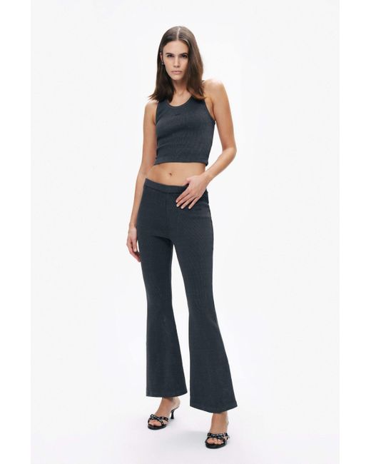 Nocturne Gray Ribbed Bell-Bottom Pants