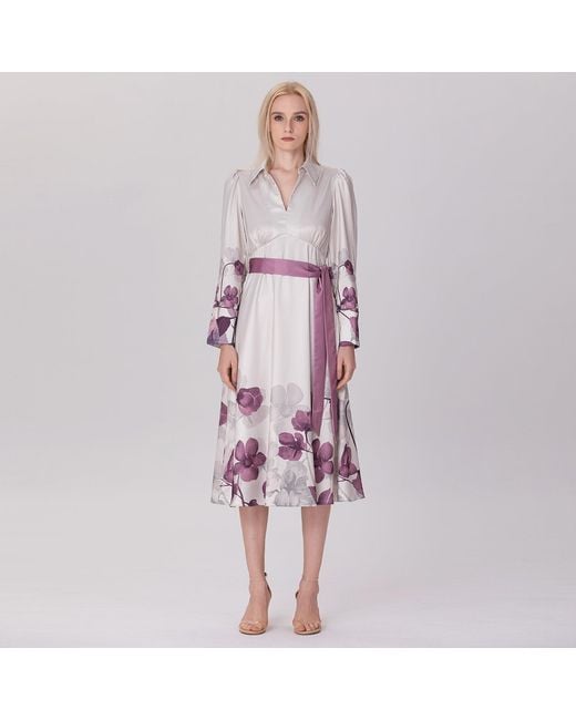 Smart and Joy White Placement Floral Print Impire Cut Dress